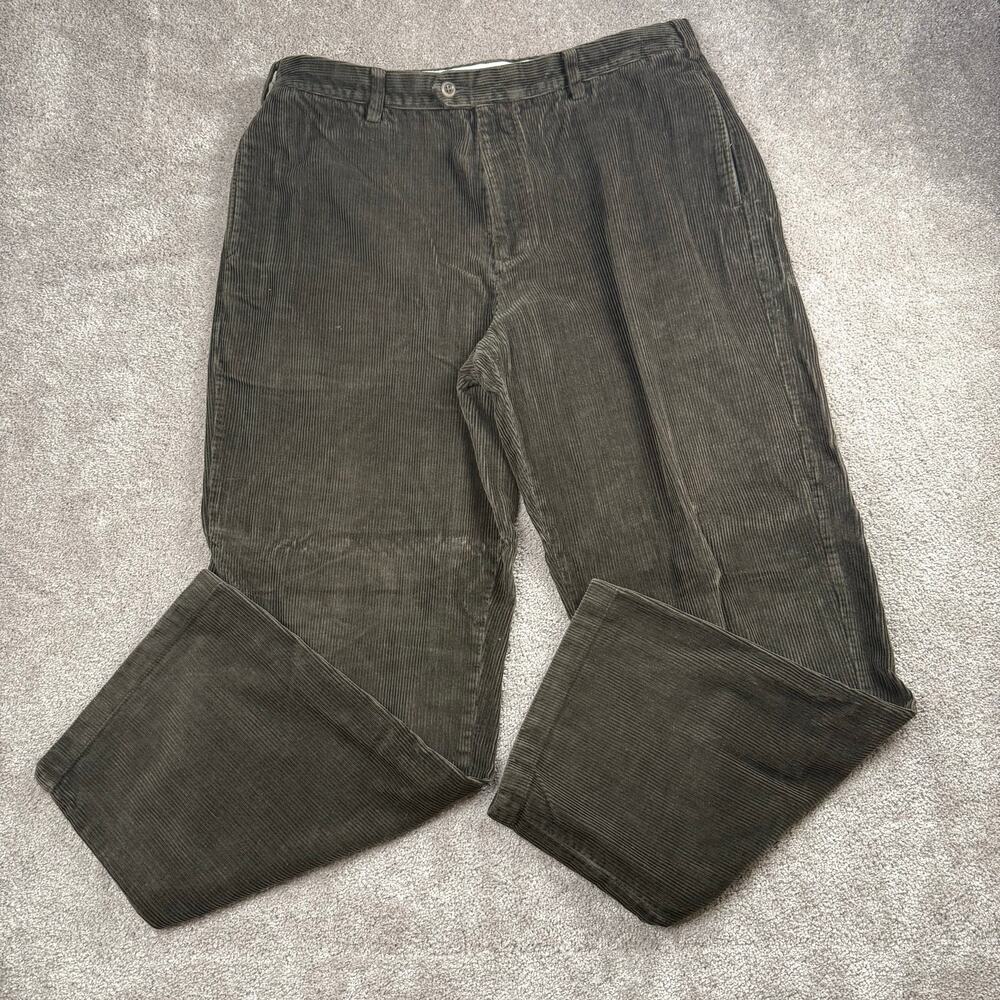 Nautica Clipper Brown Corduroy Pants Size 38x32 Relaxed Fit Flat Front